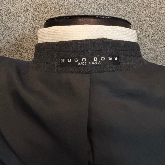 BOSS Hugo Boss Gray Suit 46R Plaid Wool Model Sigma Einstein 36W Academia Retro - Picture 8 of 16